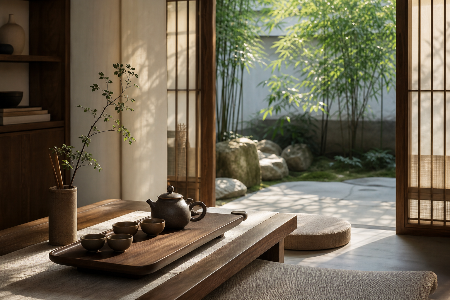 茶室、庭院与自然材料